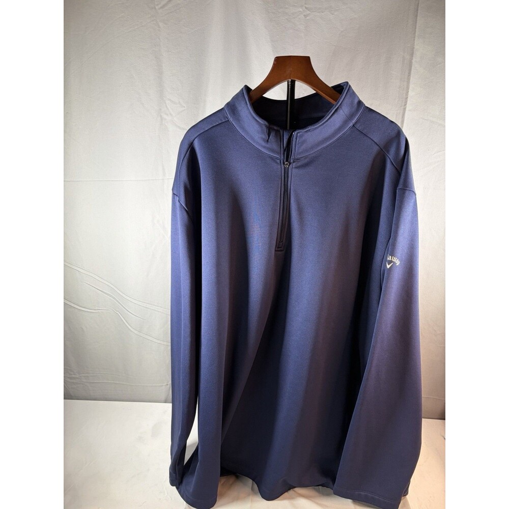 Callaway Mens Quarter 1/4 Zip Pull Over Navy Heavy 4XL Mock Neck Opti Dri Golf